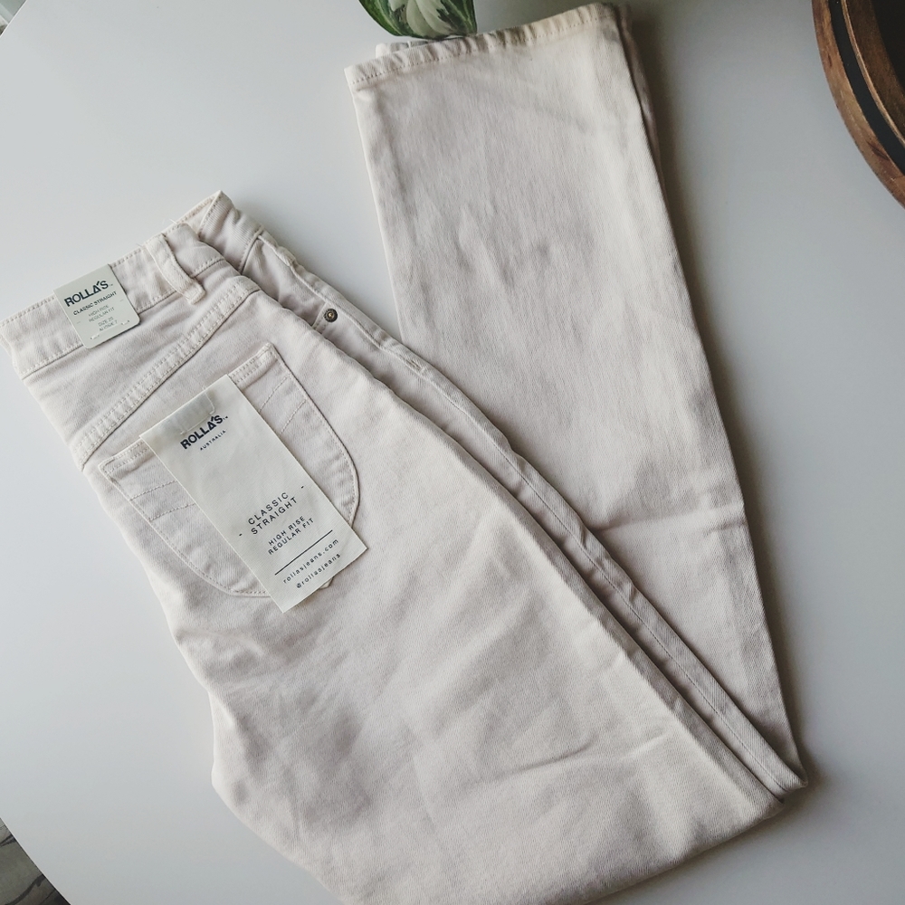 Rolla's Classic Straight Leg Jeans in Cream NEW - Picture 4 of 7